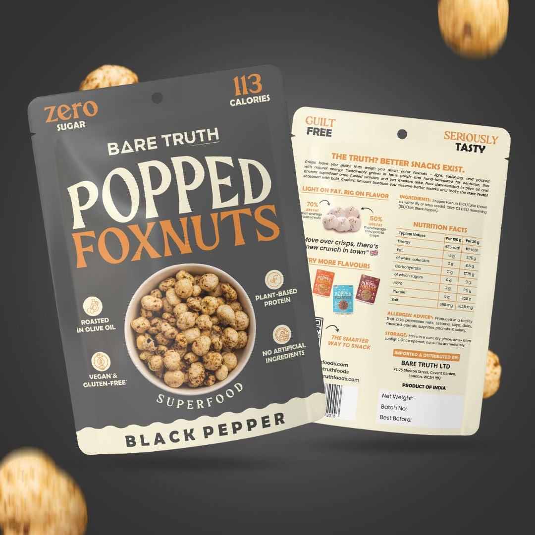 Popped Foxnuts - Black Pepper - 25g