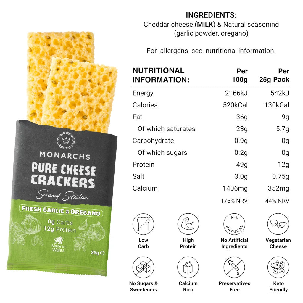 Pure Cheese Crackers - Fresh Garlic and Oregano