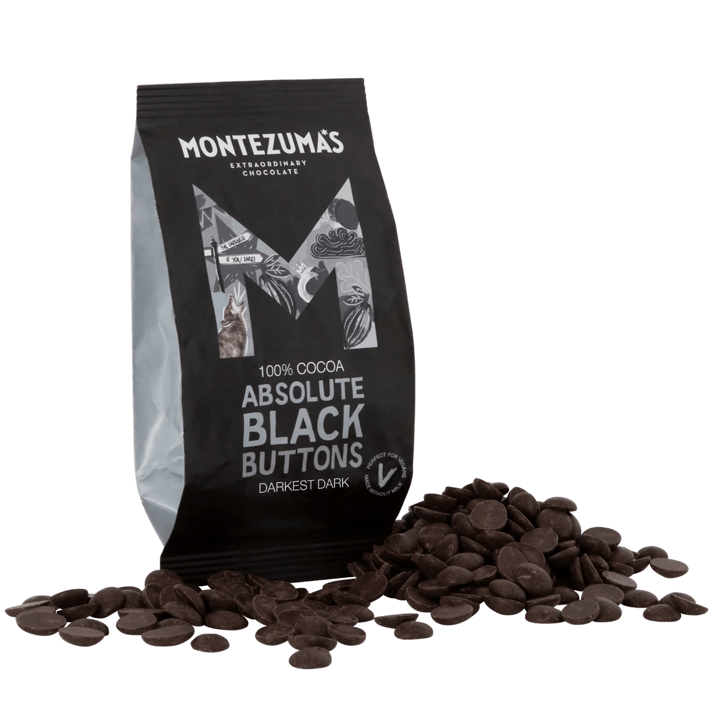 Absolute Black 100% Dark Chocolate Buttons - 120g from Montezuma's | Available at Sow & Arrow