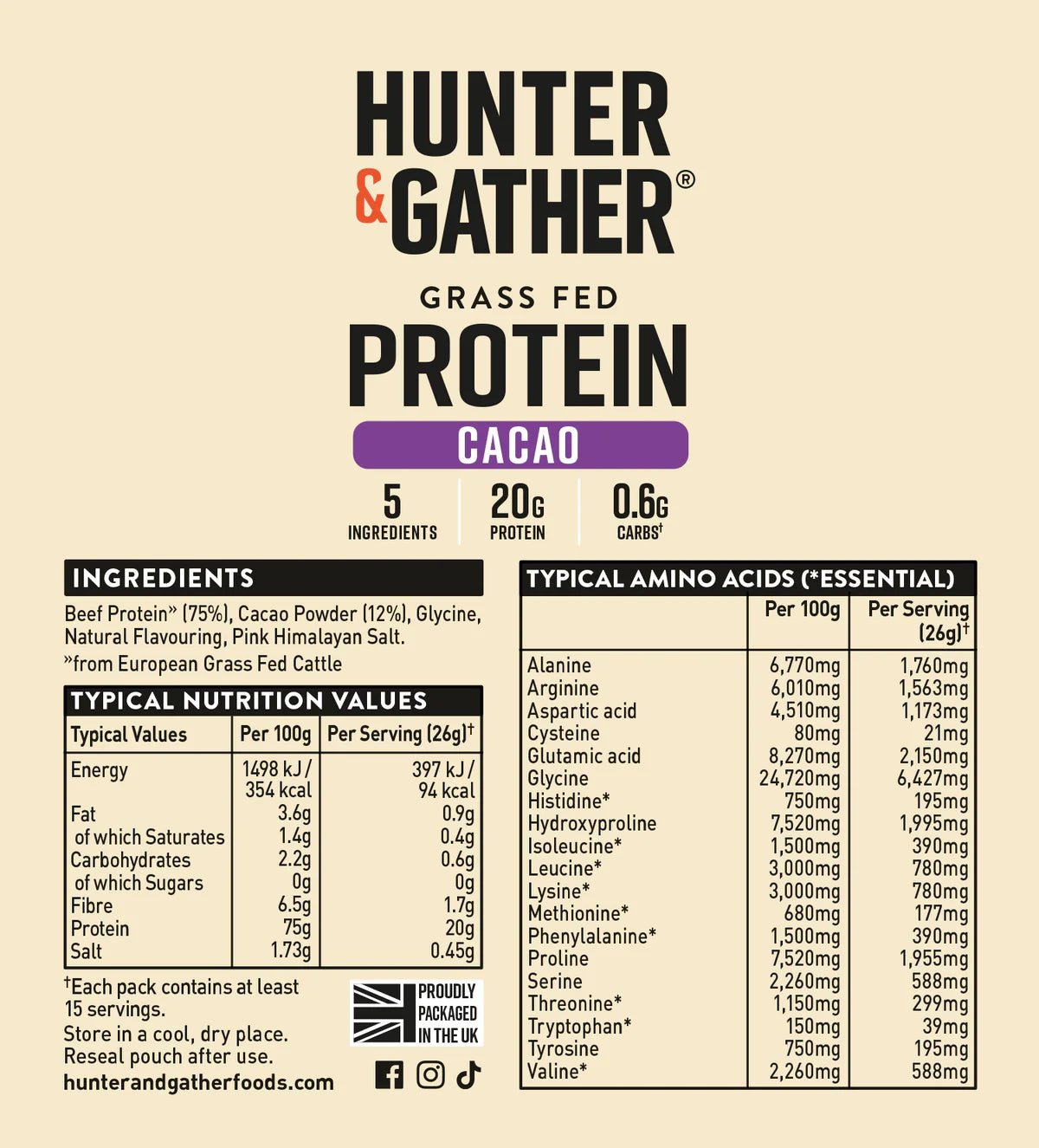 Cacao Grass - Fed Beef Protein Powder from Hunter & Gather | Available at Sow & Arrow