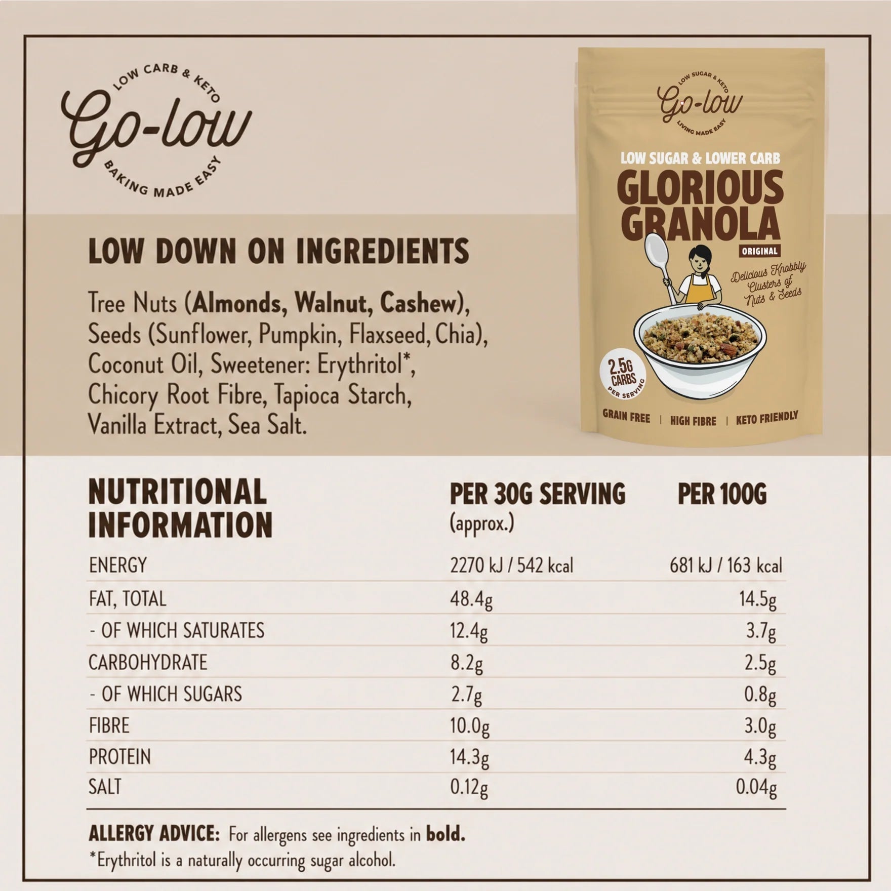 Glorious Granola low carb, low sugar - Original from Go-Low Baking | Available at Sow & Arrow
