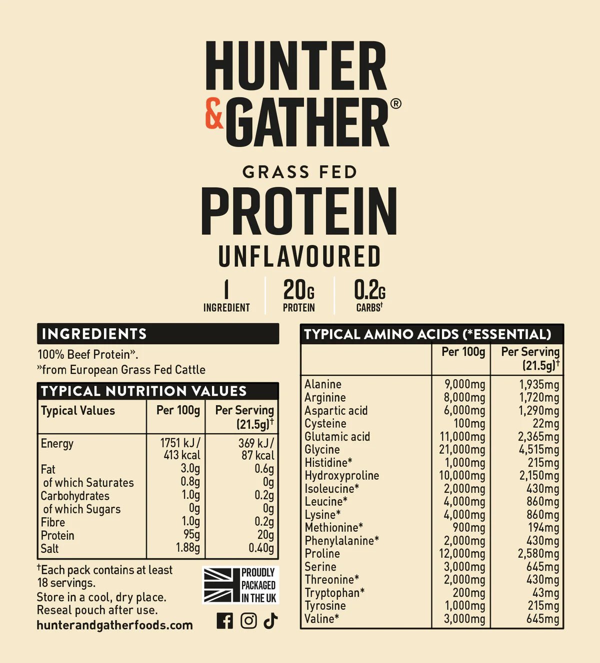 Grass - Fed Beef Protein Powder - 400g from Hunter & Gather | Available at Sow & Arrow