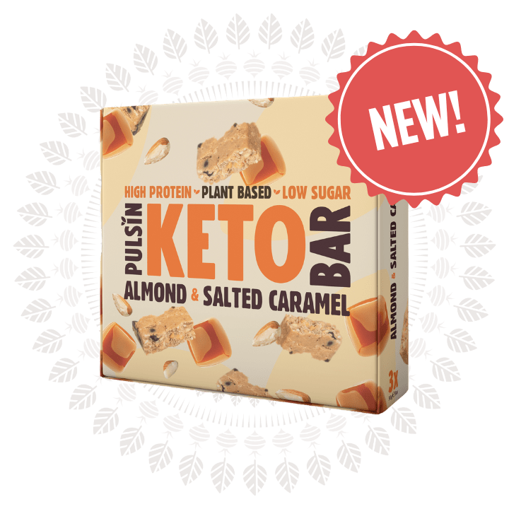 Keto Almond & Salted Caramel bars - 3x30g from Pulsin | Available at Sow & Arrow