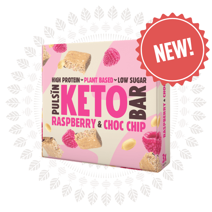 Keto Raspberry & Choc Chip Multipacks - 3x30g from Pulsin | Available at Sow & Arrow