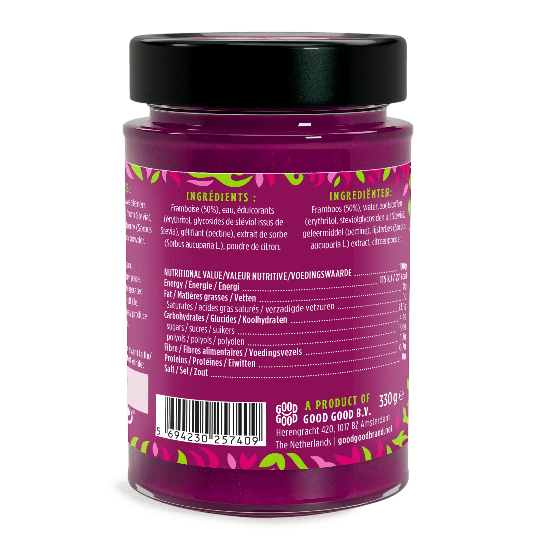 Keto Raspberry Jam - 330g from Good Good | Available at Sow & Arrow