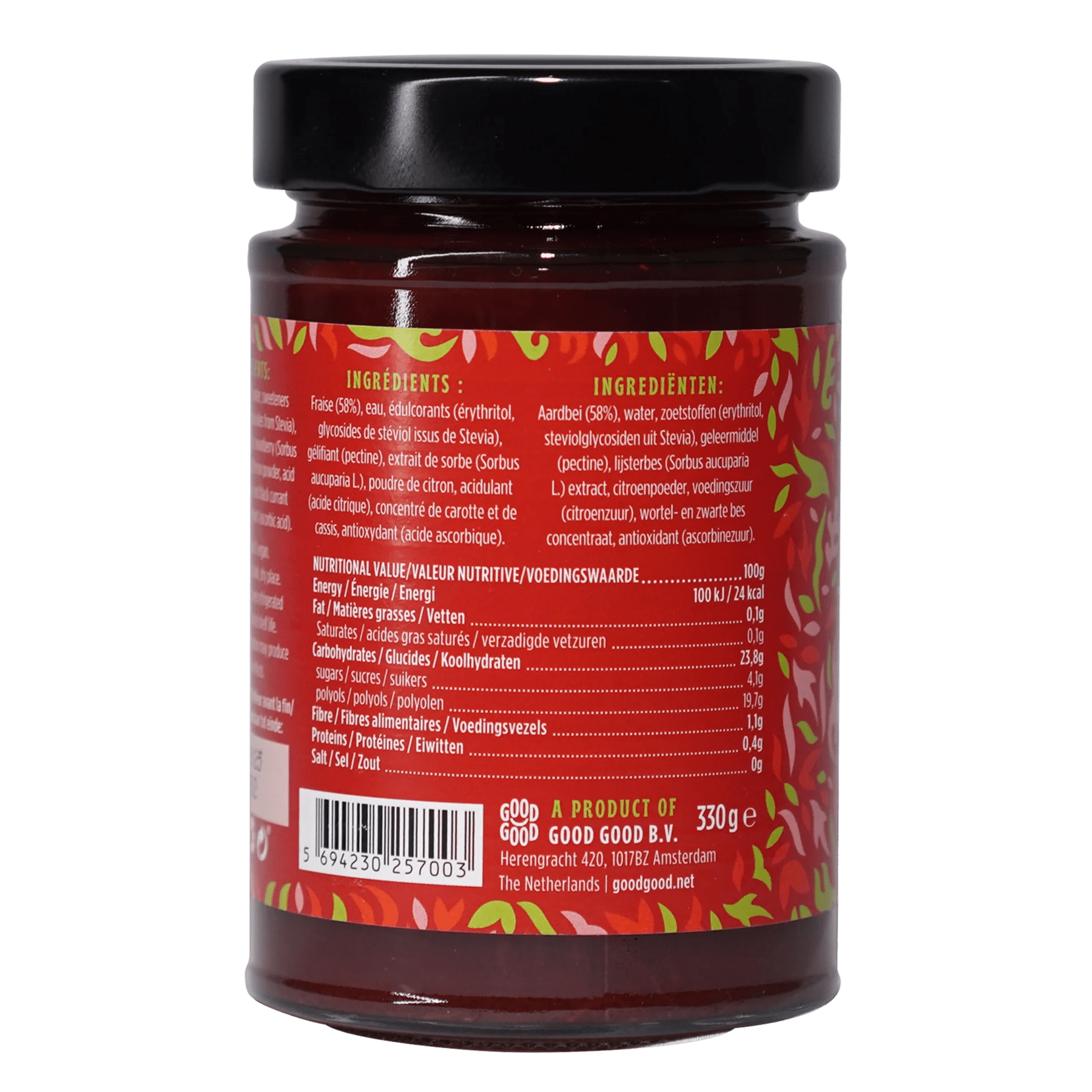 Keto Strawberry Jam - 330g from Good Good | Available at Sow & Arrow
