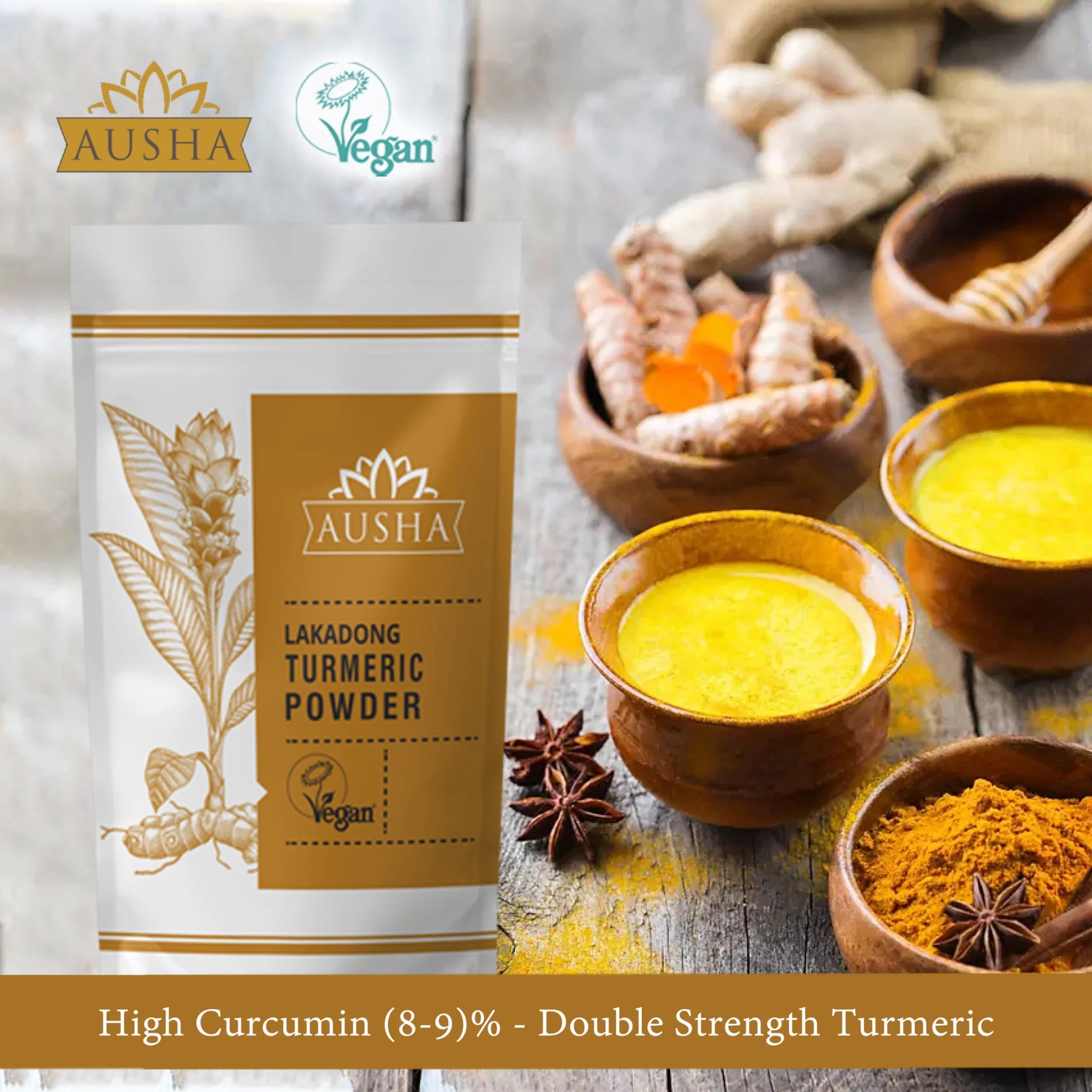 Lakadong Double Strength Turmeric Powder - 200g from Ausha | Available at Sow & Arrow