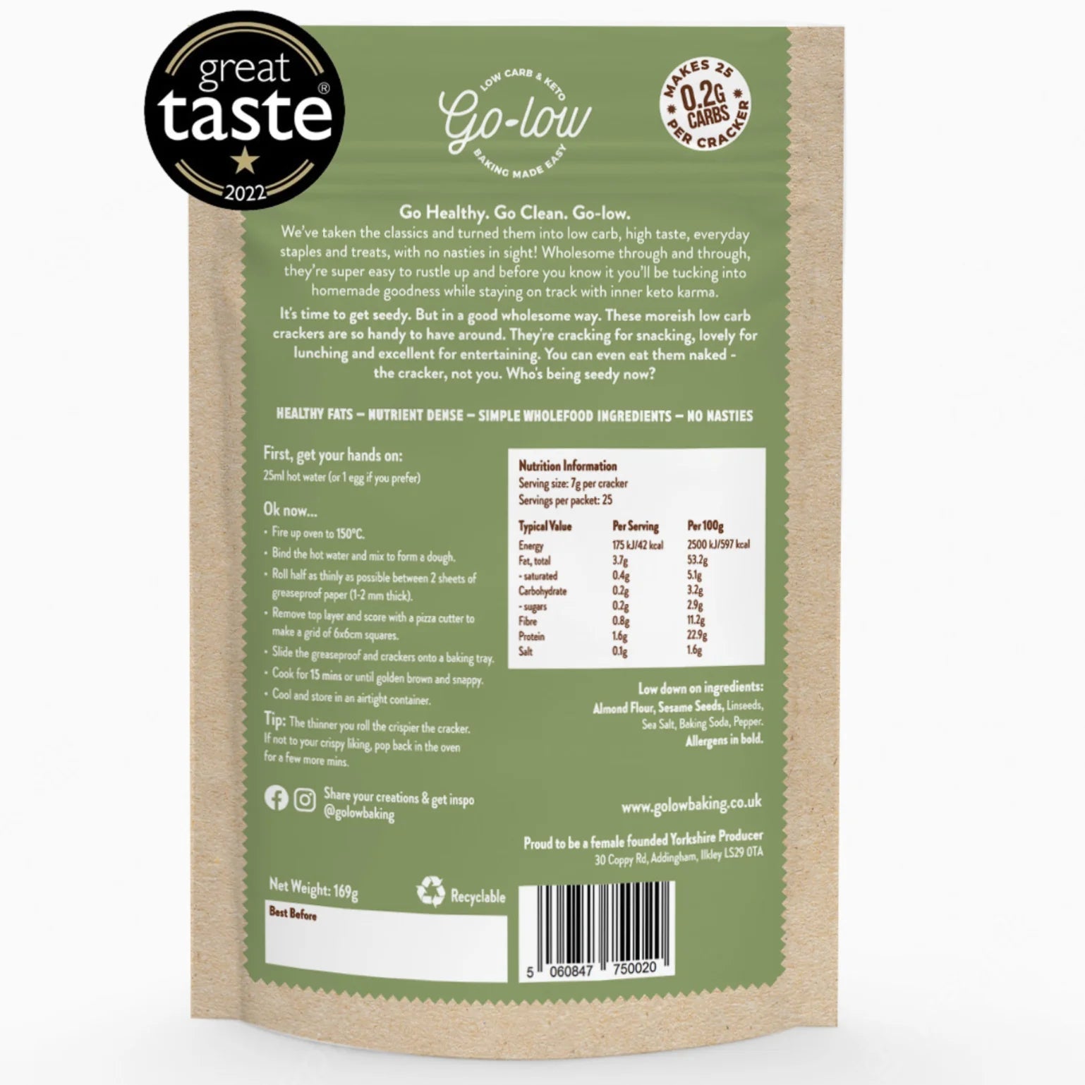 Low - Carb Cracker Baking Mix - 0.2g of carbs per cracker from Go - Low Baking | Available at Sow & Arrow