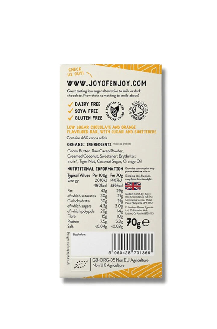 Enjoy! Low Sugar, Keto Choc Orange Bar - 70g