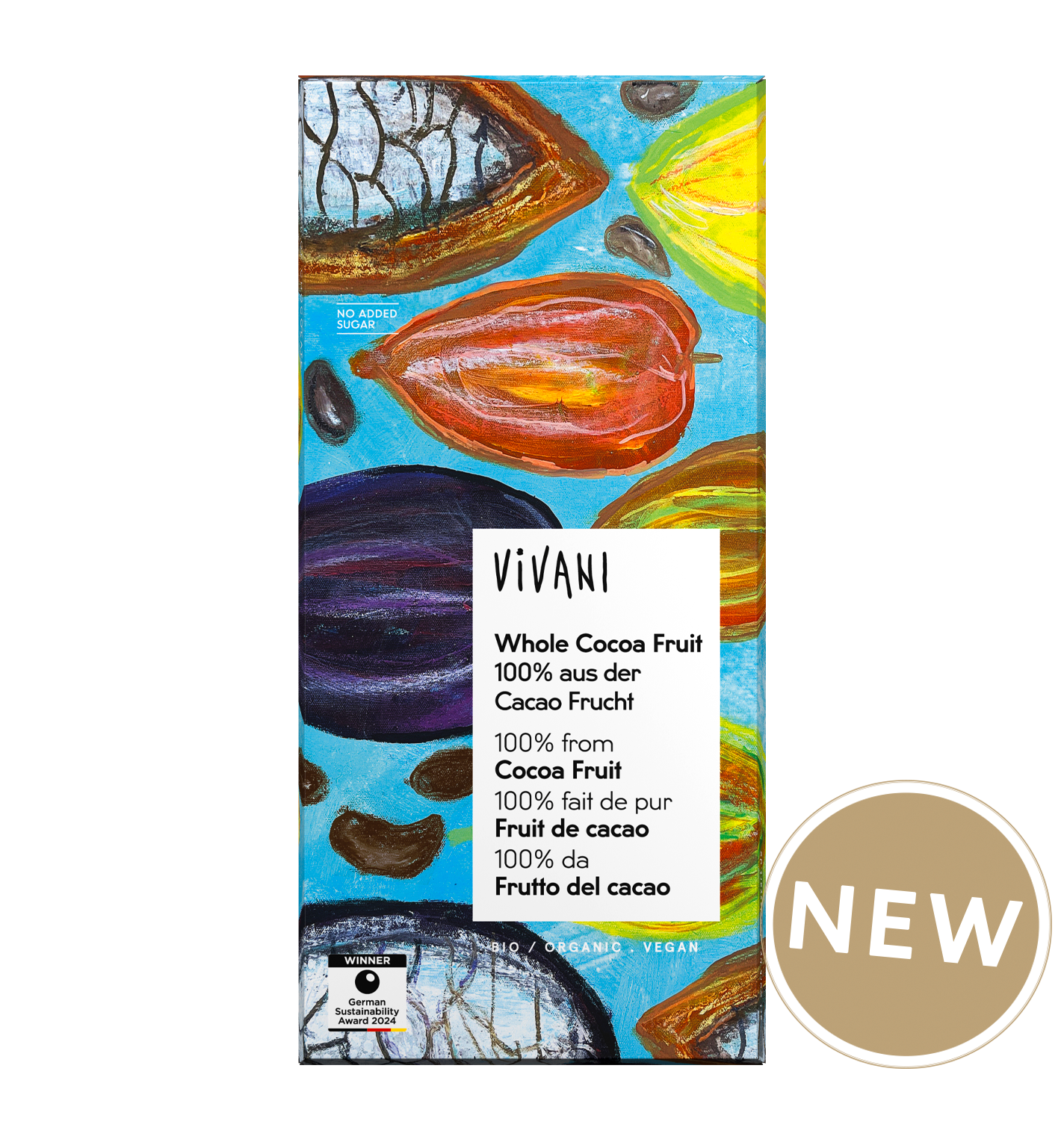 Organic 100% Whole Cocoa Fruit Chocolate - 80g from Vivani | Available at Sow & Arrow