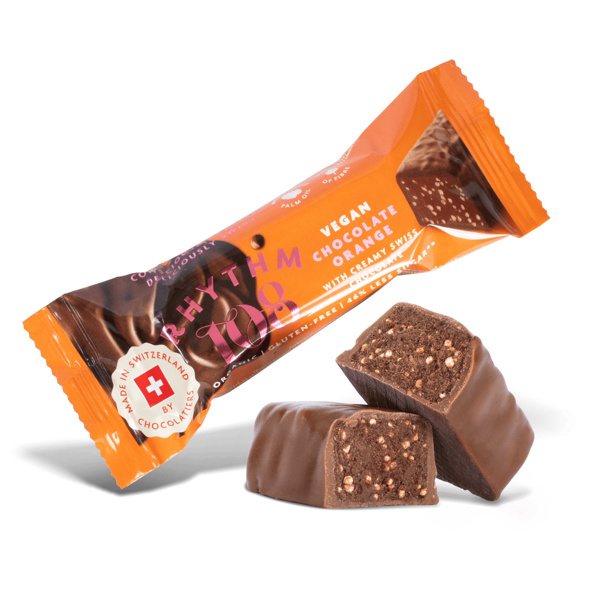 Organic Chocolate Orange bar - 33g from Rhythm 108 | Available at Sow & Arrow