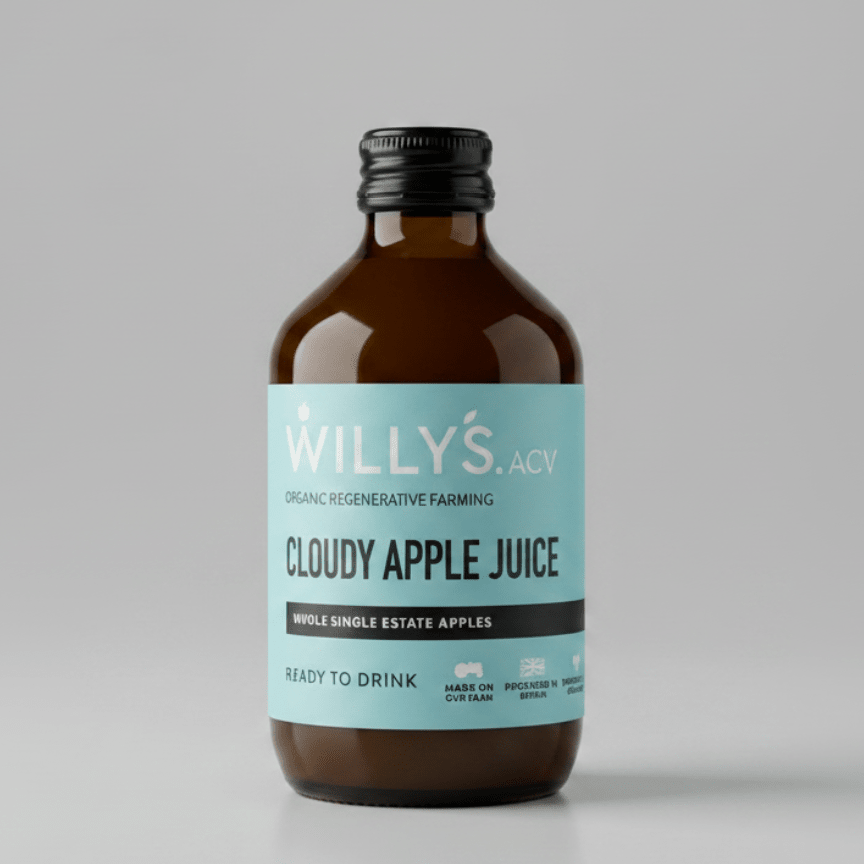 Organic Cloudy Apple Juice - New Glass Bottle 250ml from Willy's | Available at Sow & Arrow