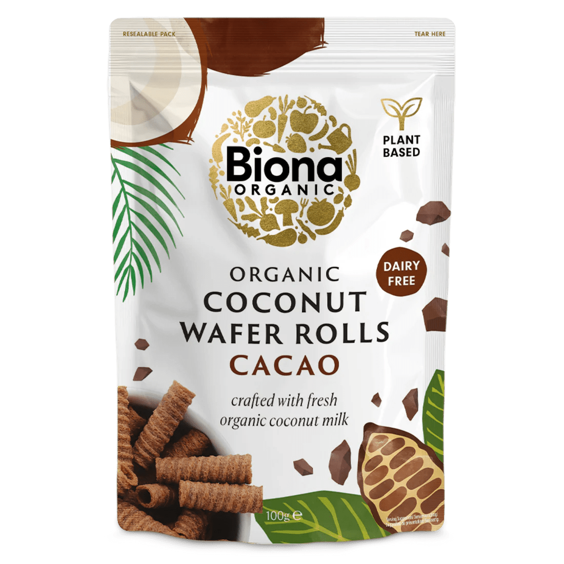 Organic Coconut & Cacao Wafer Rolls from Biona | Available at Sow & Arrow