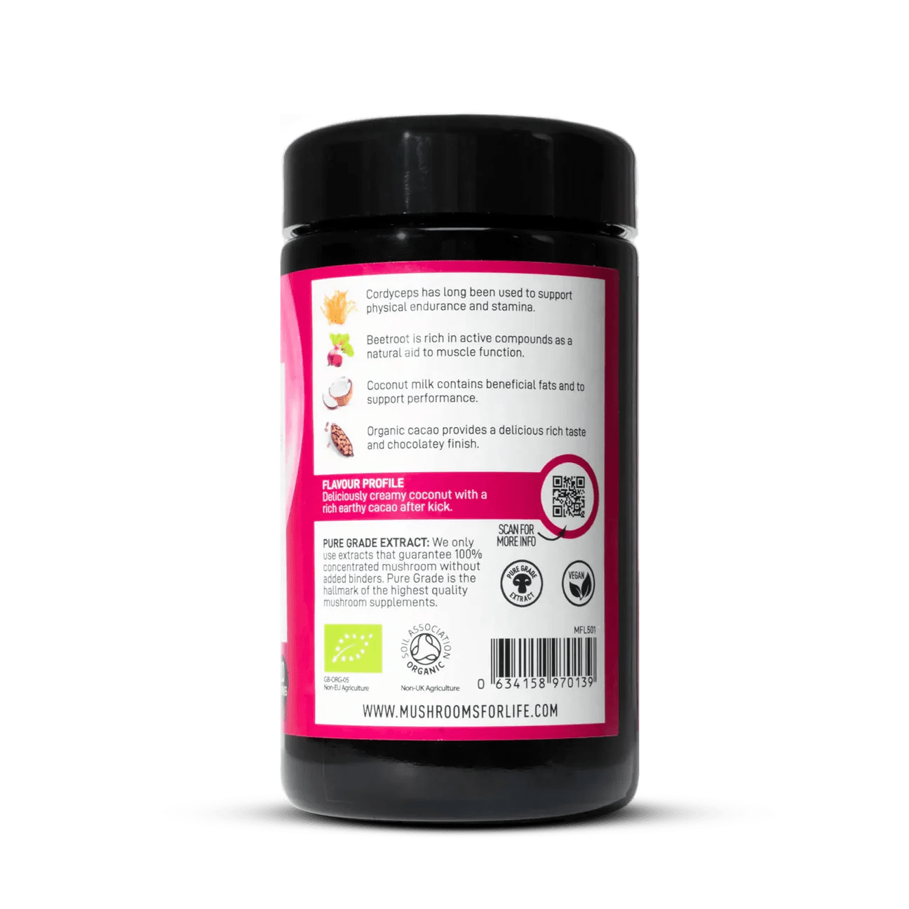Organic Cordyceps Beetroot Latte - 130g from Mushrooms For Life | Available at Sow & Arrow