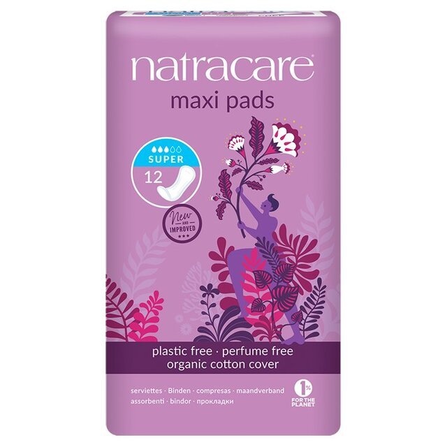 Organic Cotton Natural Maxi Pads - Super (12 Pads) from NatraCare | Available at Sow & Arrow