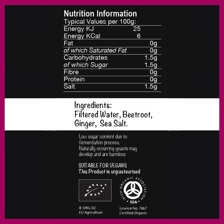 Organic, handmade Beet Kvass - 500ml from The Cultured Food Company | Available at Sow & Arrow