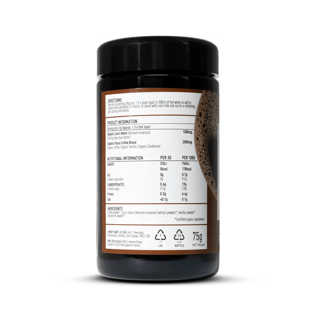 Organic Lion's Mane Focus Coffee - 75g from Mushrooms For Life | Available at Sow & Arrow