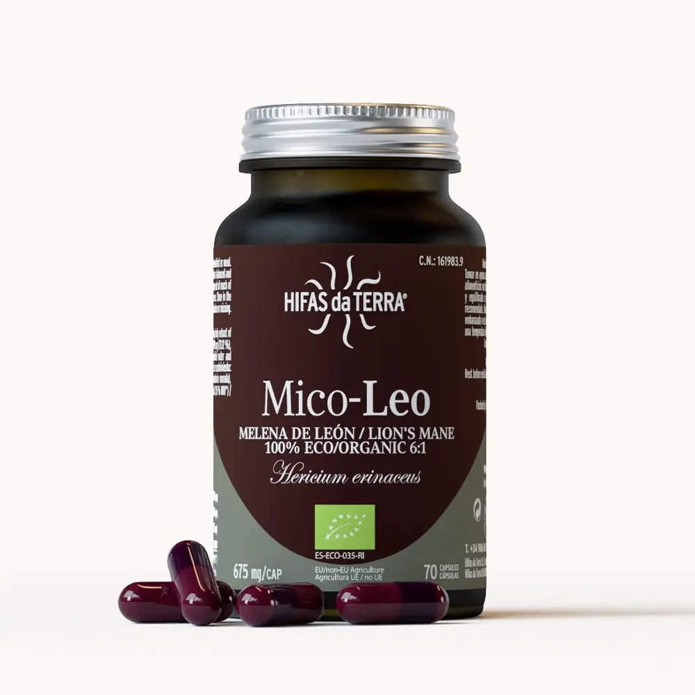 Organic Mico - Leo - (Lion's Mane Extract) 675mg per cap - 70 capsules from Hiffas da Terra | Available at Sow & Arrow