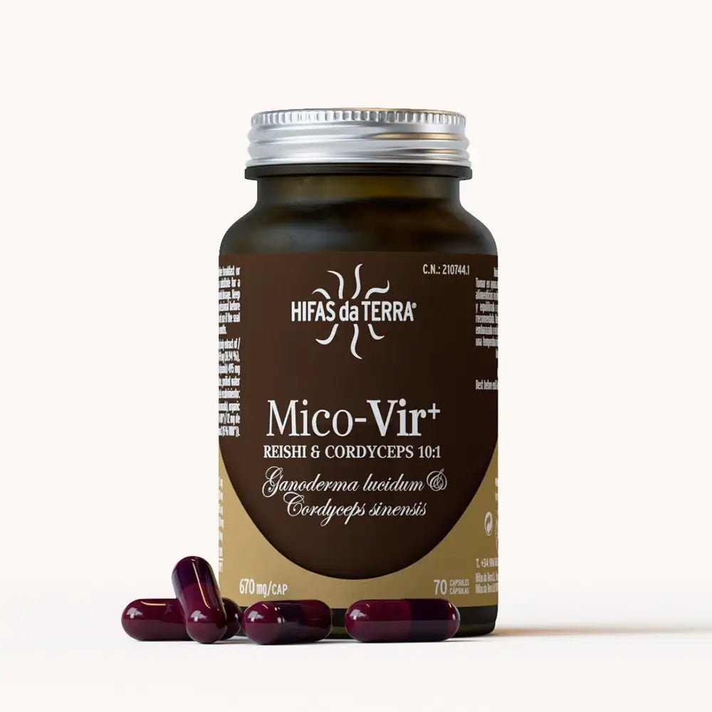 Organic Mico - Vir (Reishi & Cordyceps Extract) 670mg per cap - 70 capsules from Hiffas da Terra | Available at Sow & Arrow