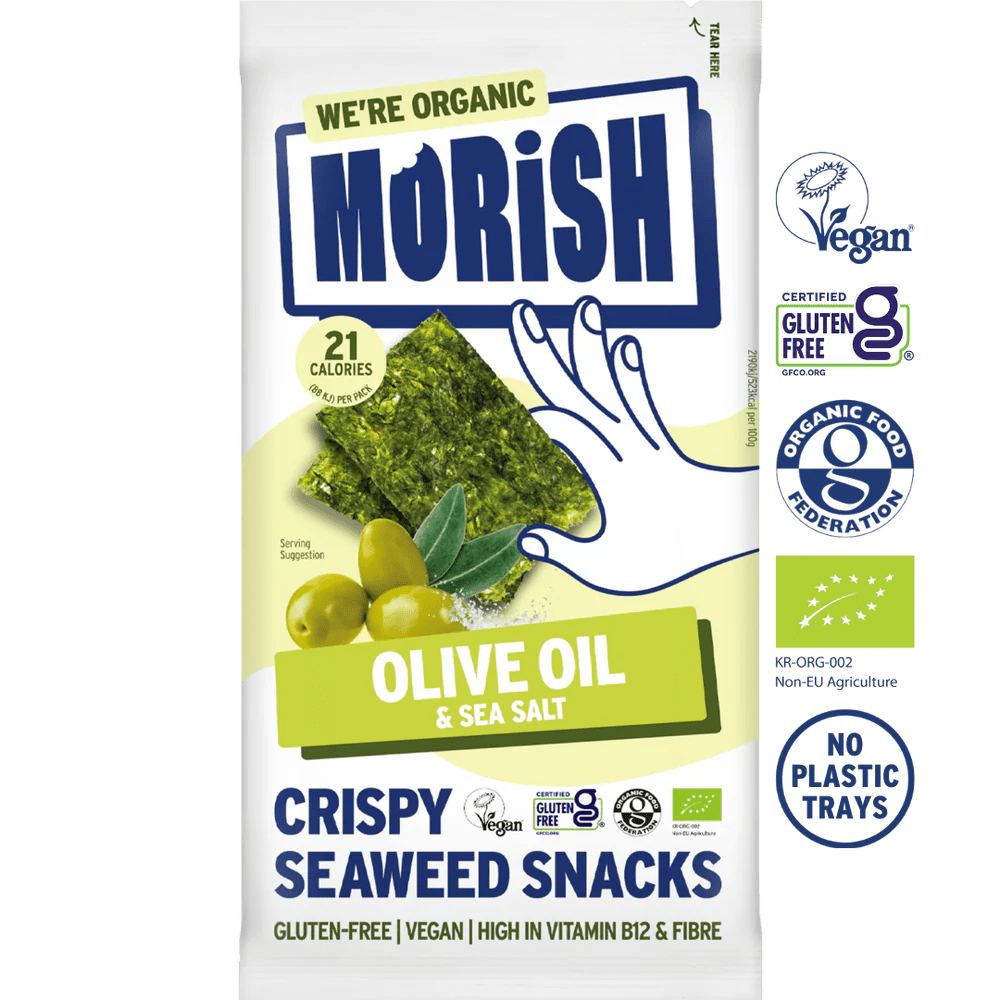 Organic Olive Oil Seaweed Snacks - 5 Pack x 4g from Morish | Available at Sow & Arrow