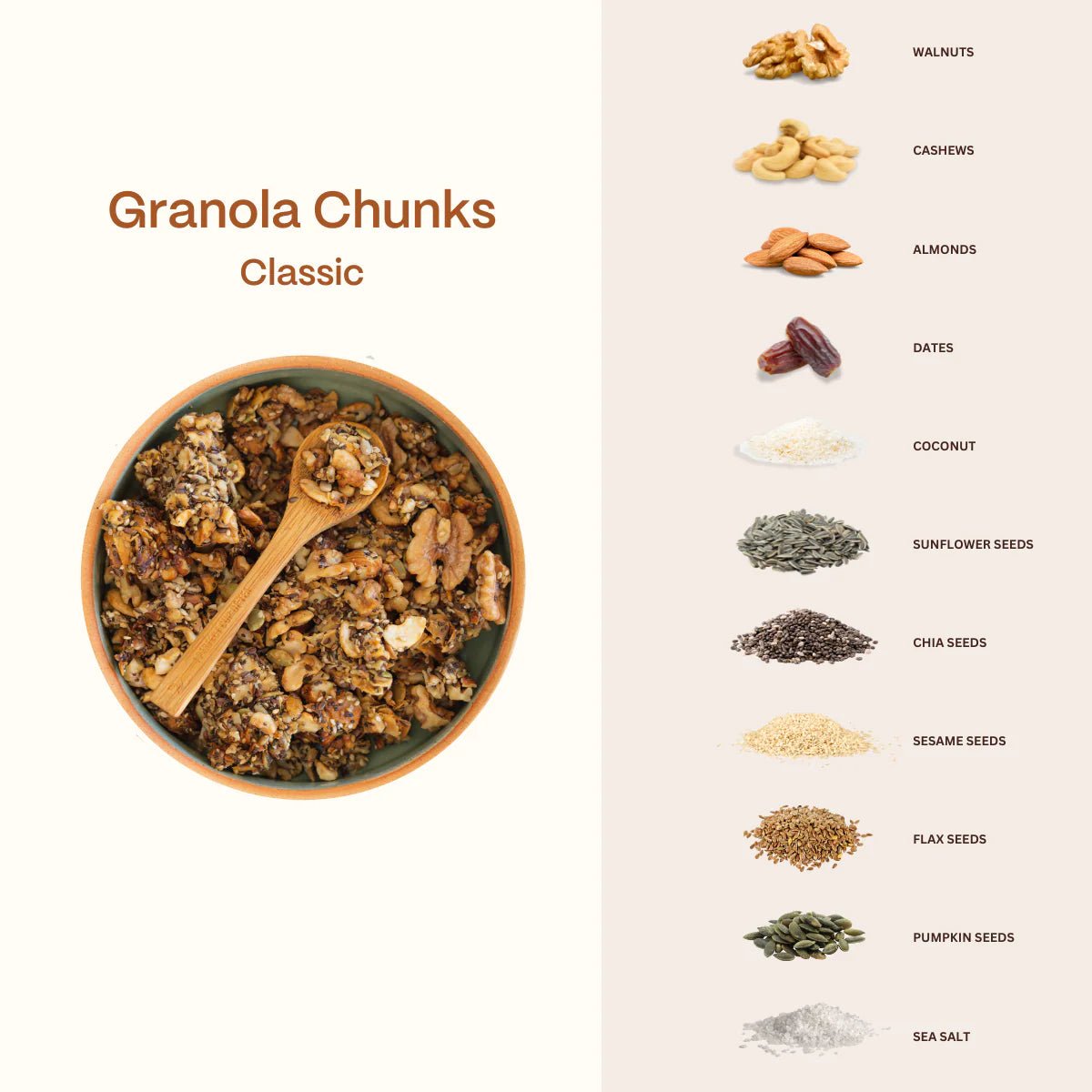 Organic Paleo Granola Chunks - Classic - 250g from Pal & Leo | Available at Sow & Arrow