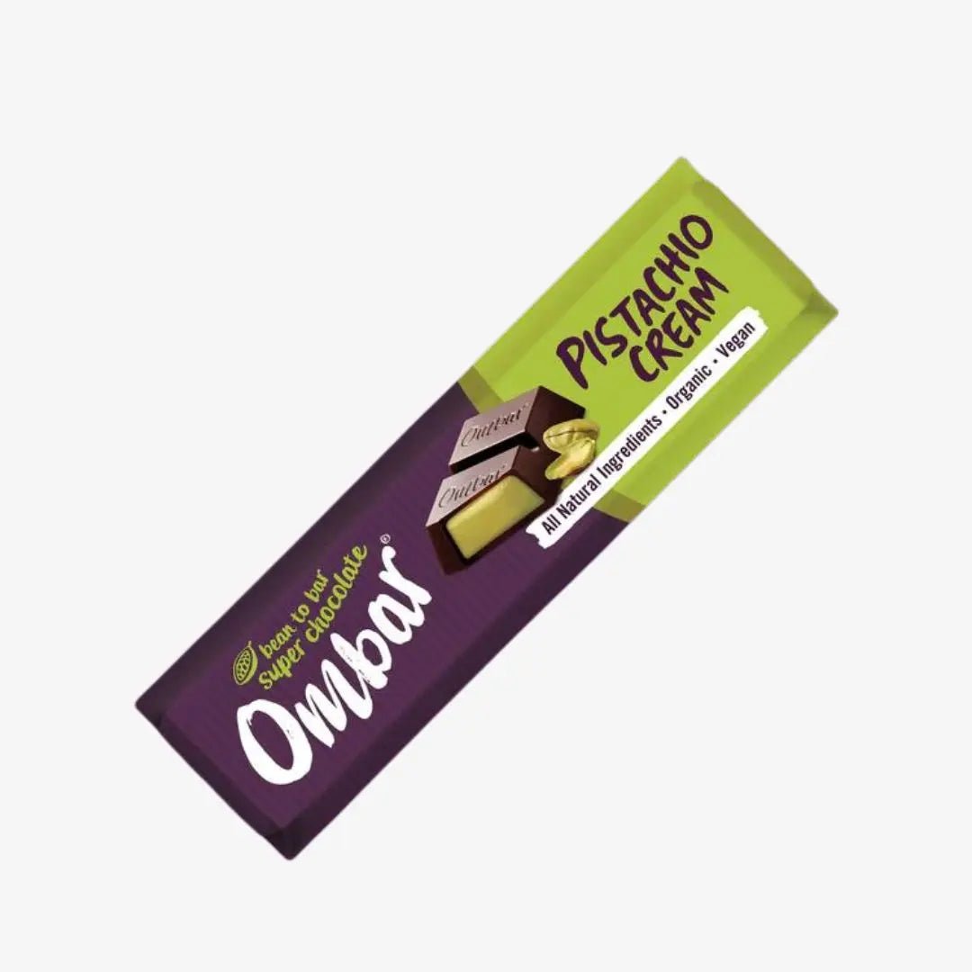 Organic Pistachio Cream filled Raw Chocolate Ombar - 42g from Ombar | Available at Sow & Arrow