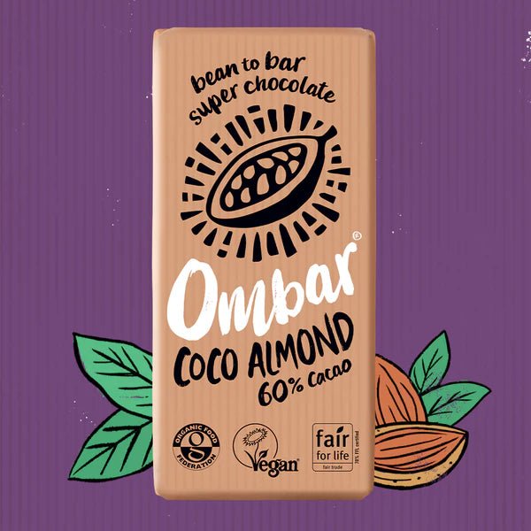Organic, Raw Coco Almond Bar - 70g from Ombar | Available at Sow & Arrow