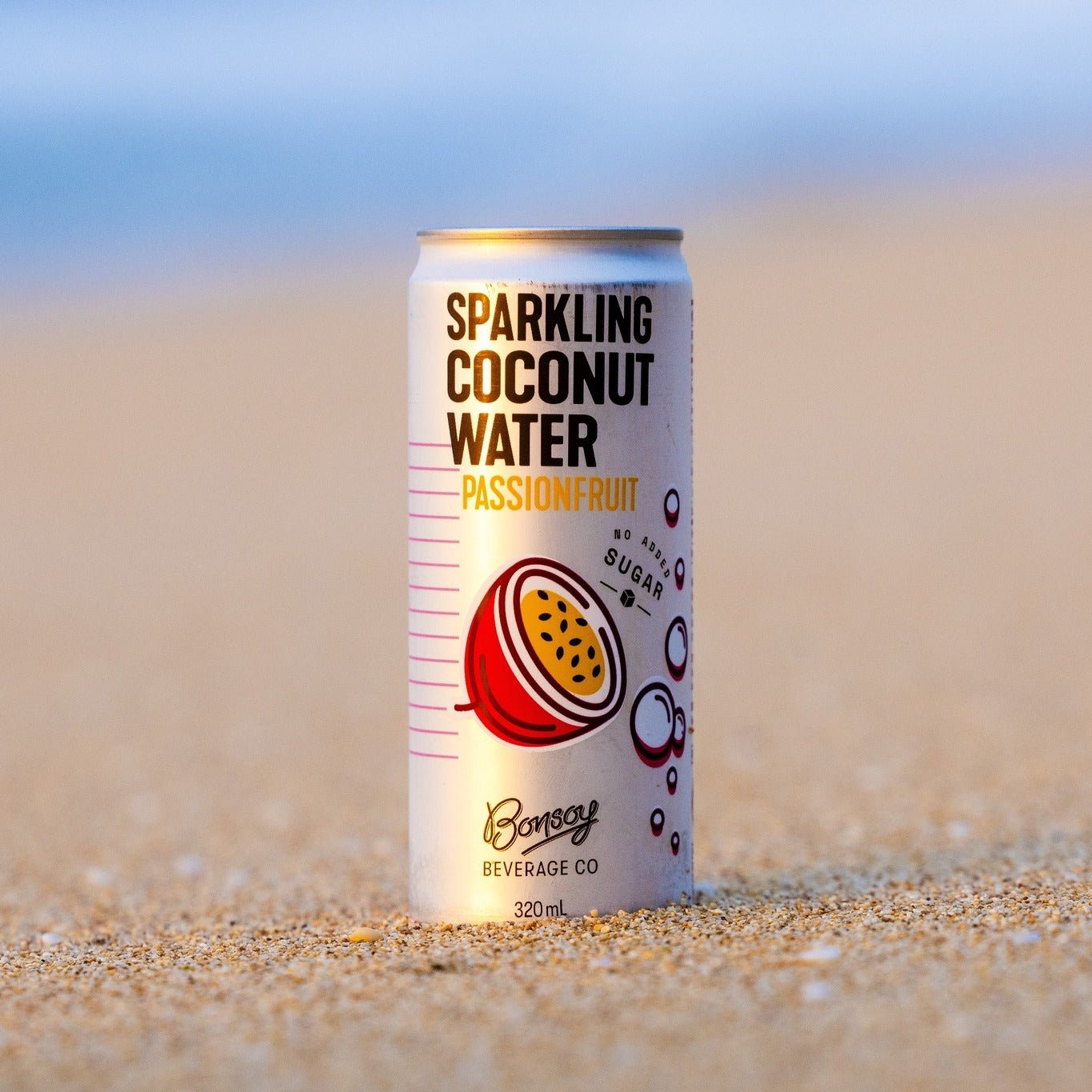 Organic Sparkling Coconut Water with Passionfruit - 320ml from Bonsoy | Available at Sow & Arrow
