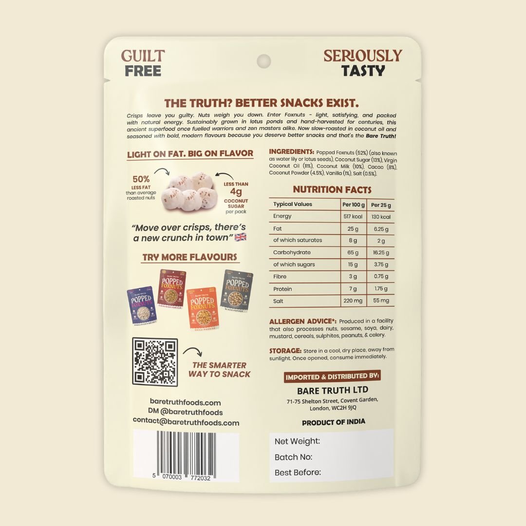 Popped Foxnuts - Coconut Cacao - 25g from Bare Truth | Available at Sow & Arrow