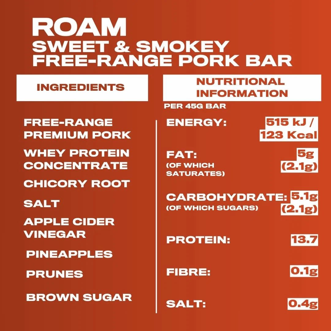 Sweet & Smokey Free - Range Pork Bar - 40g from Roam | Available at Sow & Arrow