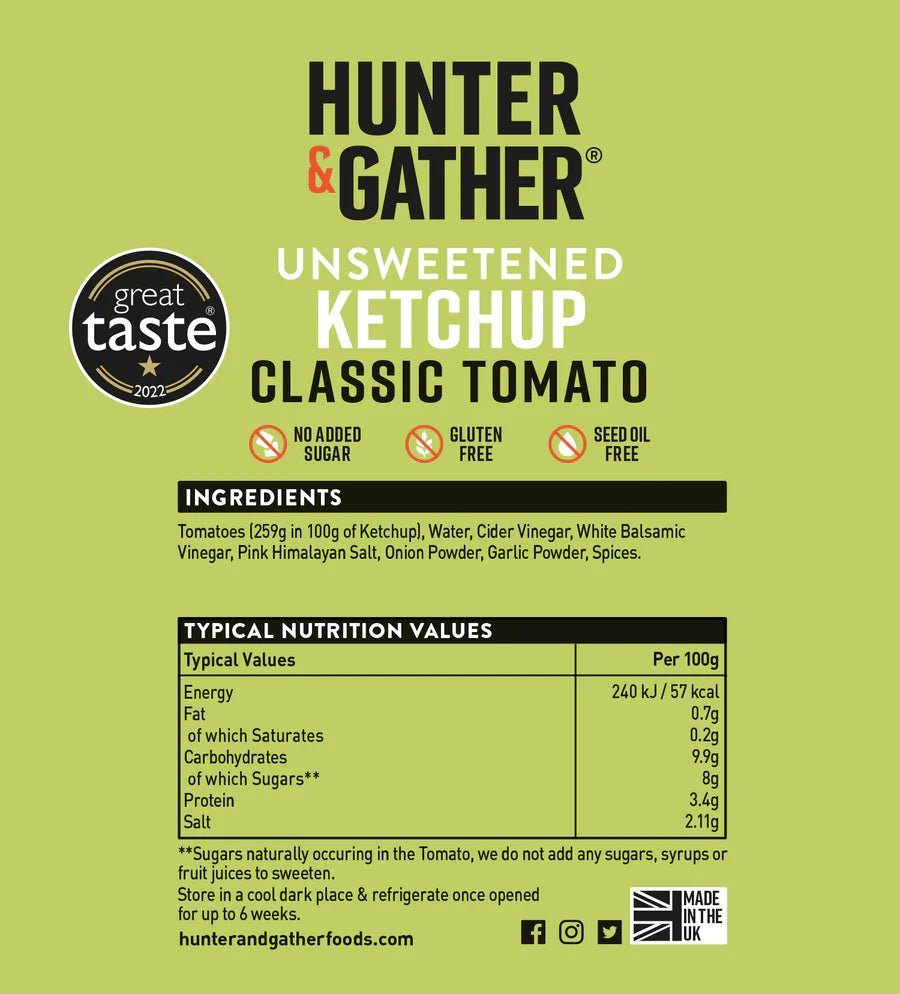 Unsweetened Classic Tomato Ketchup - 350g from Hunter & Gather | Available at Sow & Arrow