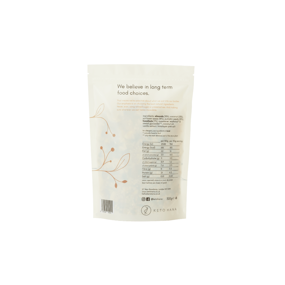 Vanilla & Himalayan Pink Salt Keto Granola - 300g from Keto Hana | Available at Sow & Arrow