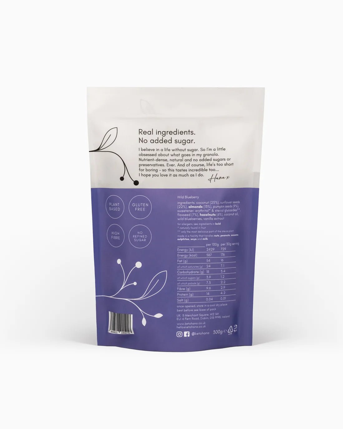 Wild Blueberry Keto Granola - 300g from Keto Hana | Available at Sow & Arrow