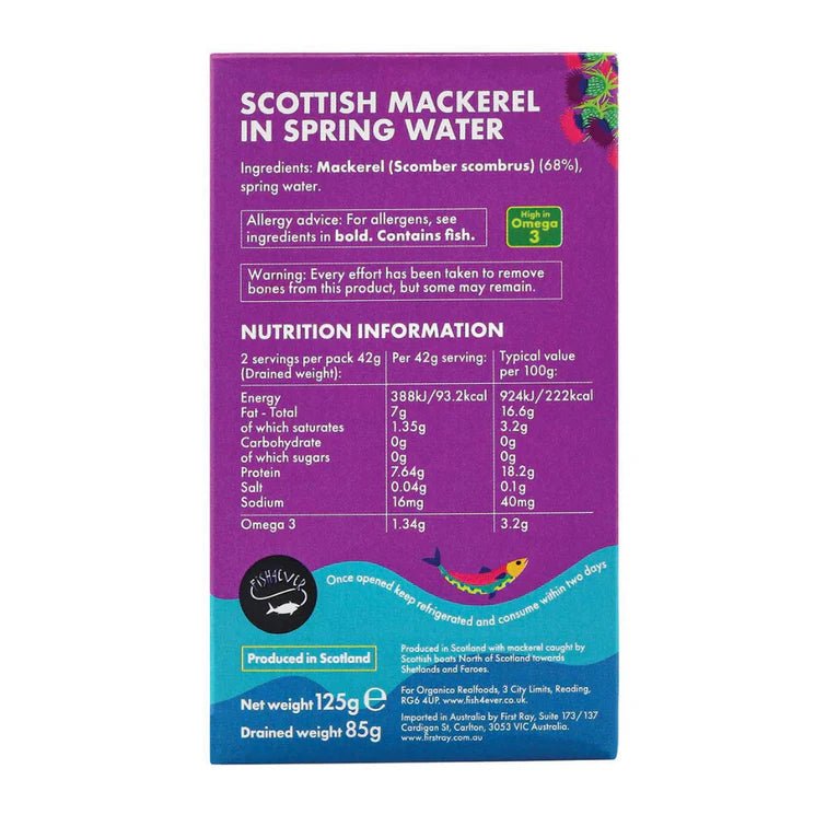 Wild Caught Mackerel in Spring Water from Fish 4 Ever | Available at Sow & Arrow