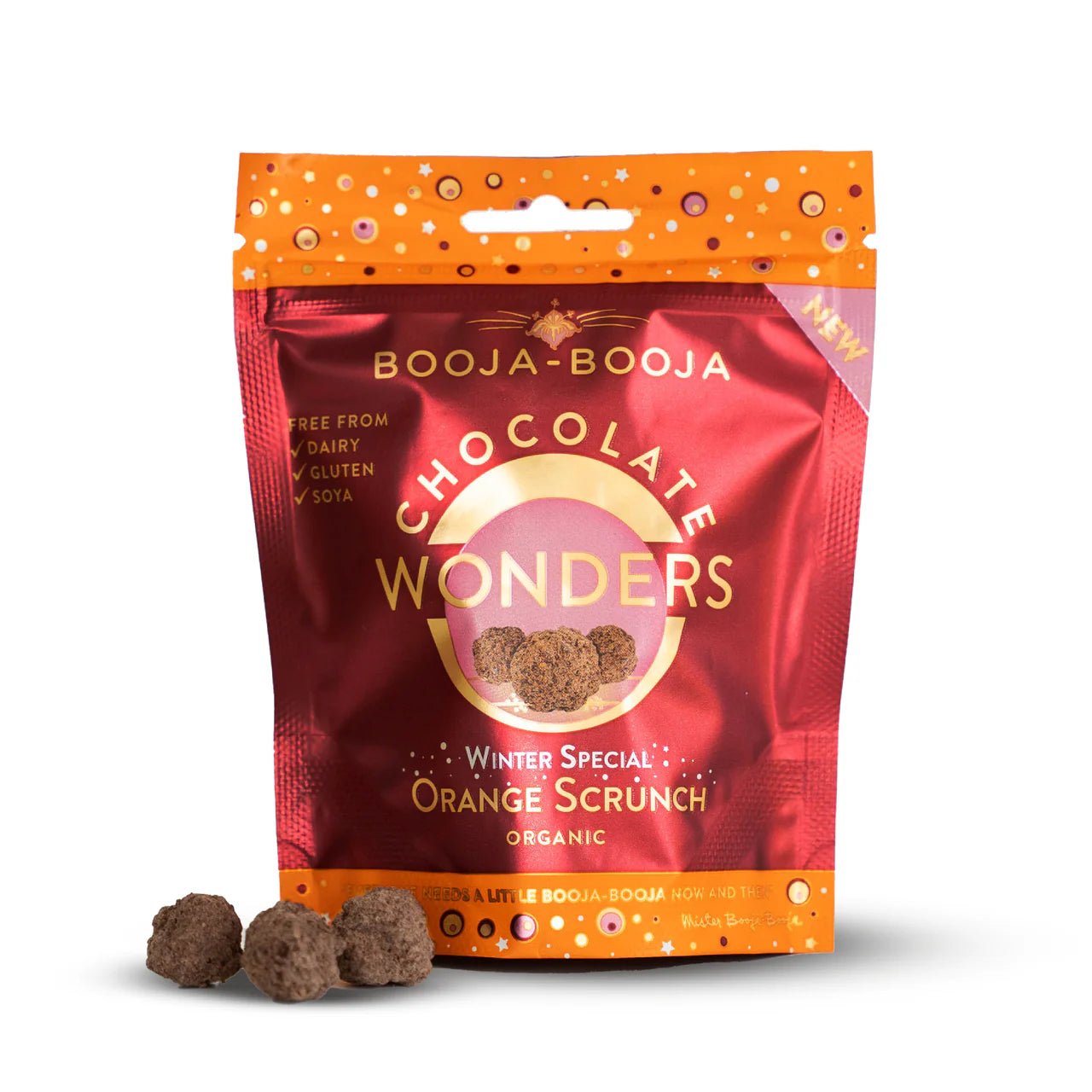 Winter Special Organic Orange Scrunch Chocolate Wonders - 65g from Booja Booja | Available at Sow & Arrow