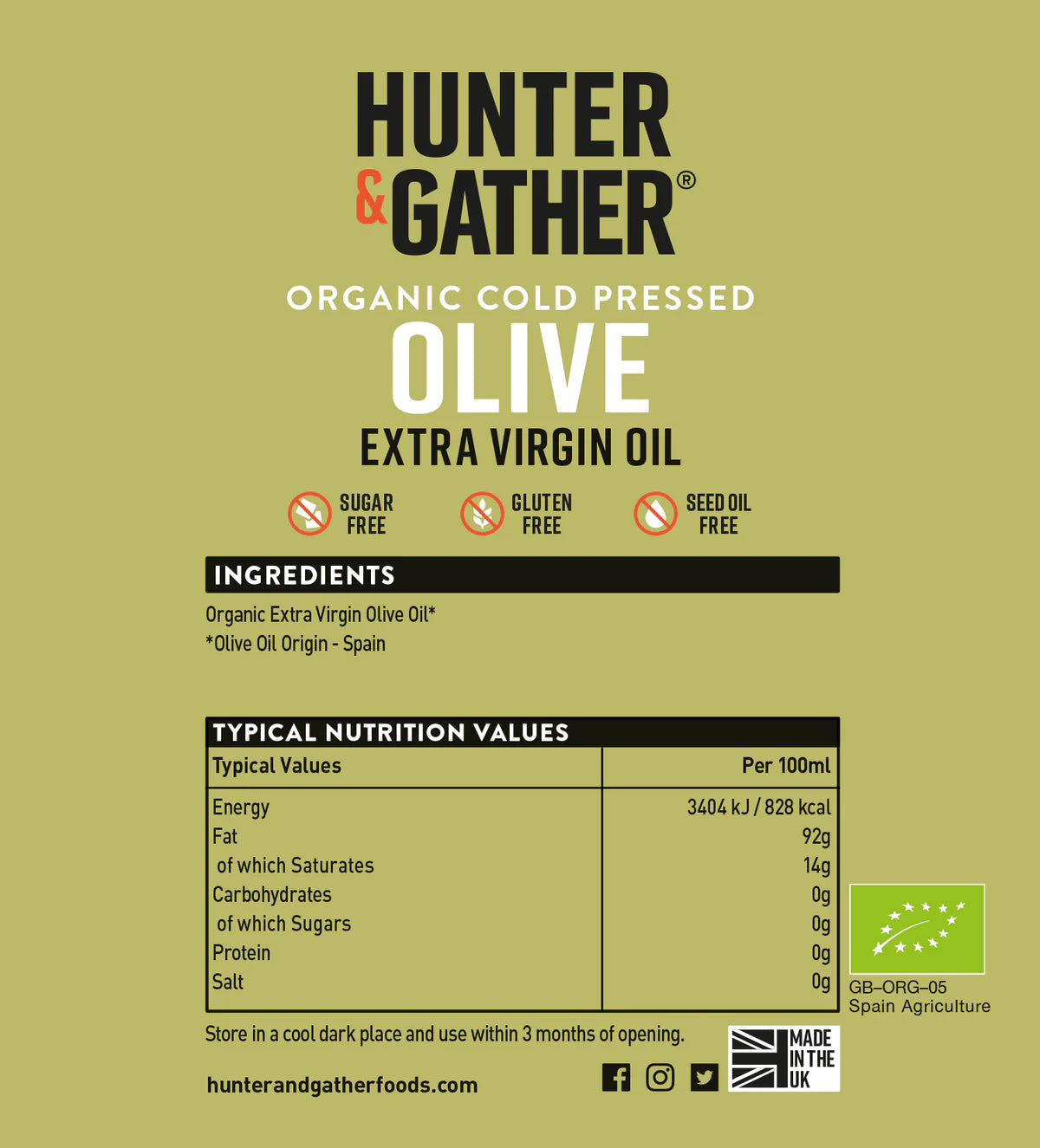 Cold Pressed, Organic & Extra Virgin Olive Oil -500ml