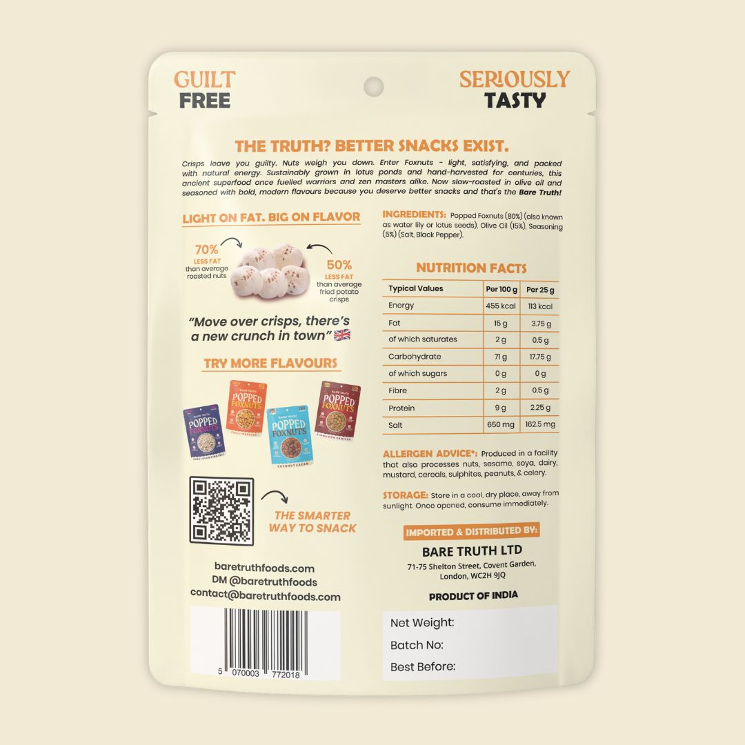 Popped Foxnuts - Black Pepper - 25g