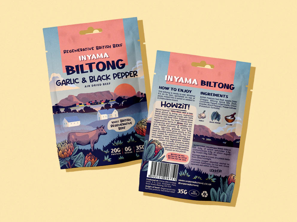 Grass-Fed Biltong - Garlic & Black Pepper 35g