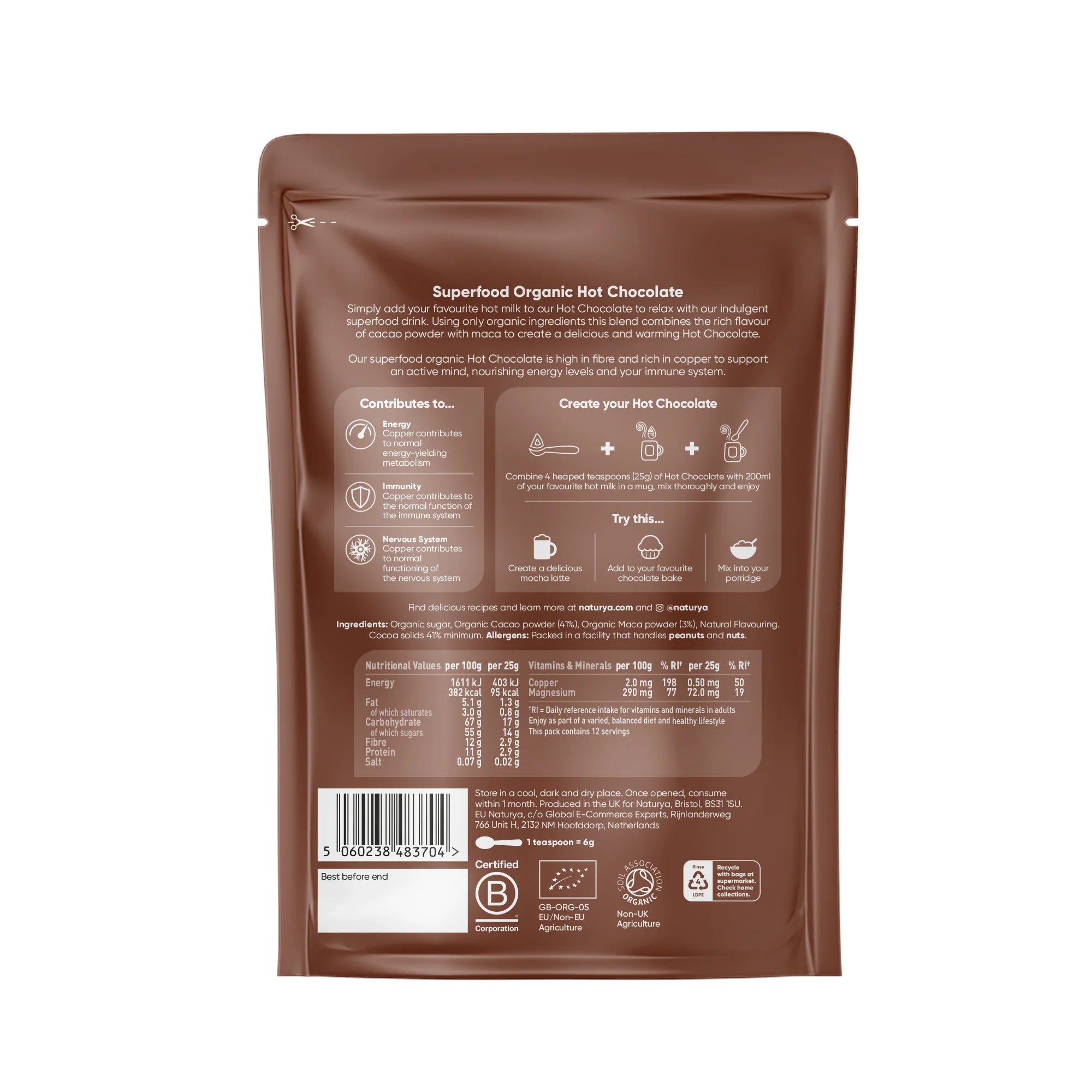 Organic Raw Superfood Hot Chocolate Powder - 250g