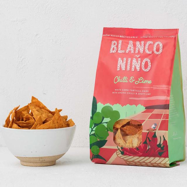 Blanco Niño Chilli & Lime White Corn Tortilla Chips - 170g from Blanco Niño | Available at Sow & Arrow