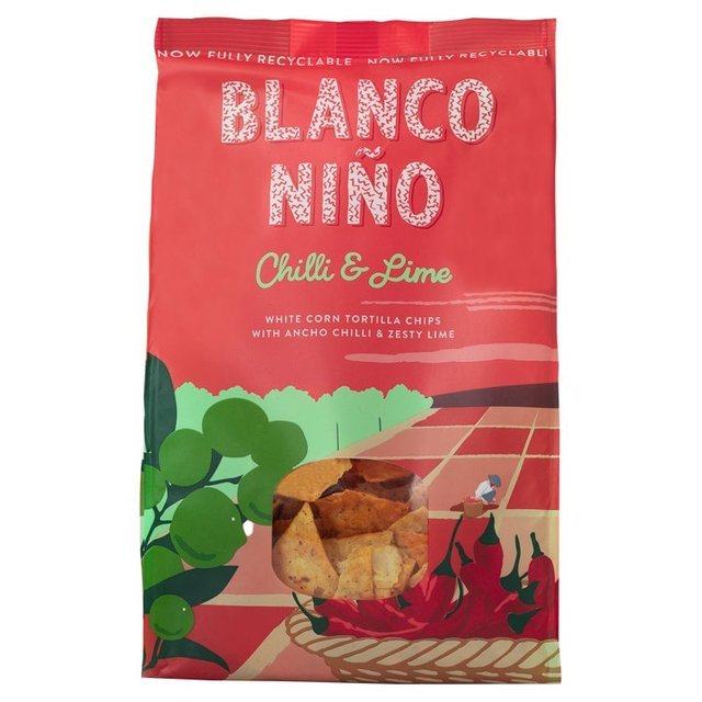 Blanco Niño Chilli & Lime White Corn Tortilla Chips - 170g from Blanco Niño | Available at Sow & Arrow