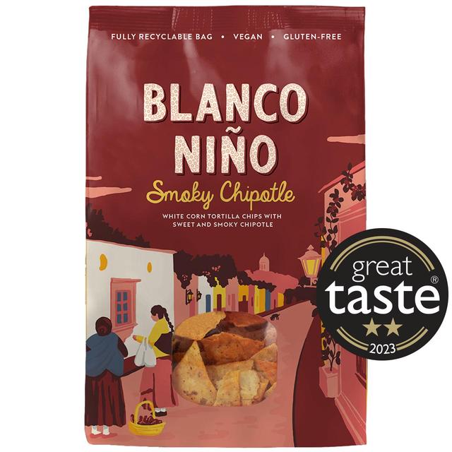 Blanco Niño Smoky Chipotle White Corn Tortilla Chips - 170g from Blanco Niño | Available at Sow & Arrow