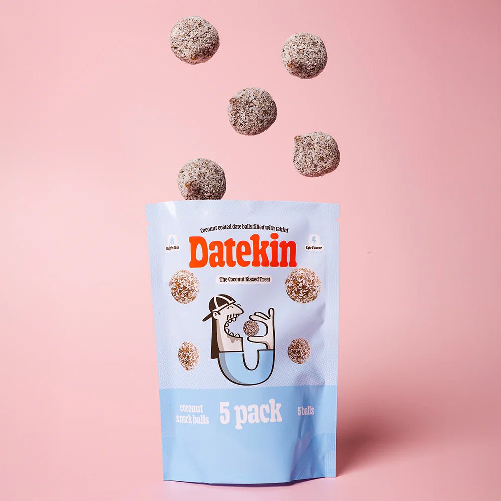 Coconut covered tahini filled date balls - 5 balls from Datekin | Available at Sow & Arrow