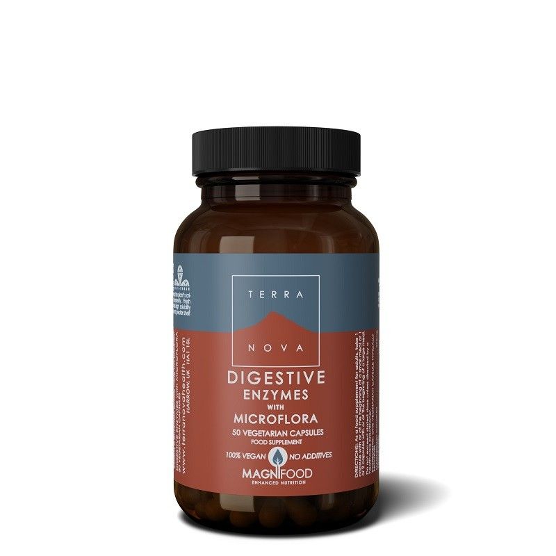 Digestive Enzymes with Microflora - 50 capsules from TerraNova | Available at Sow & Arrow