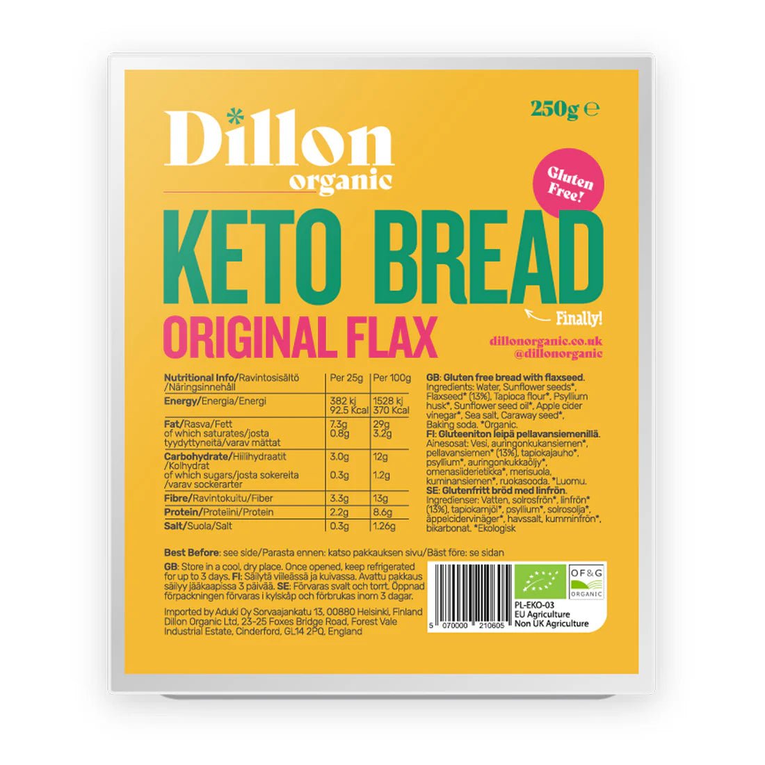 Dillon Organic Original Flax Keto Bread - 250g from Dillon Organic | Available at Sow & Arrow