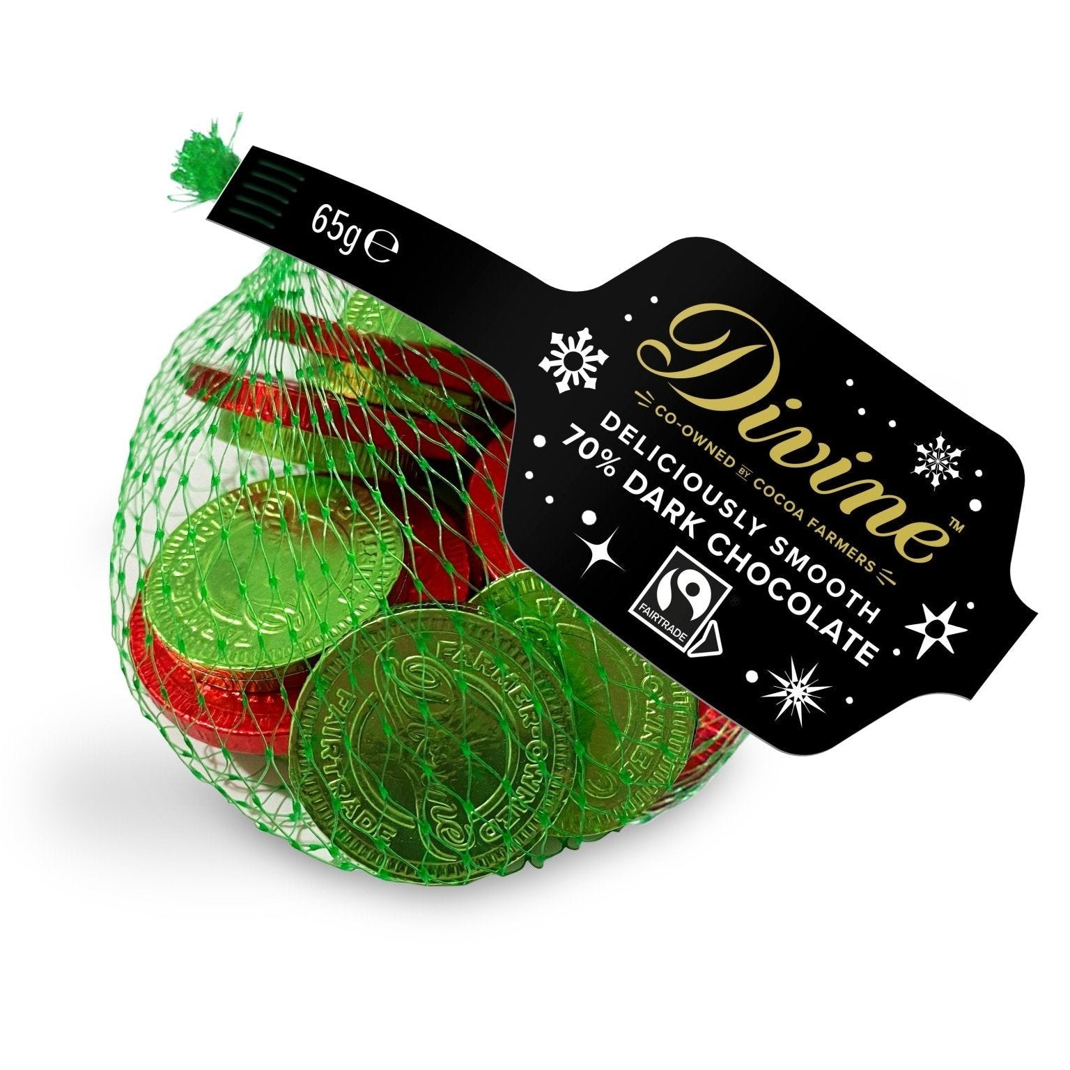 Divine 70% Dark Chocolate Fairtrade Chocolate Coins - 65g from Divine | Available at Sow & Arrow