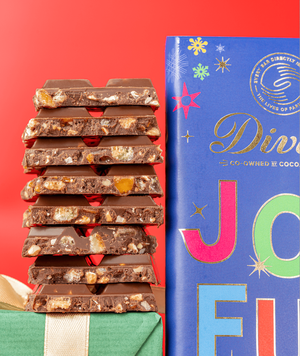 Divine JOYFUL Chunky Christmas Bar - 180g from Divine | Available at Sow & Arrow