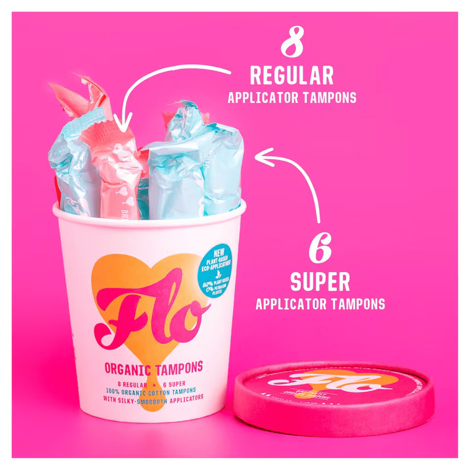 Flo Organic Tampons 8 Regular & 6 Super Size from Flo | Available at Sow & Arrow