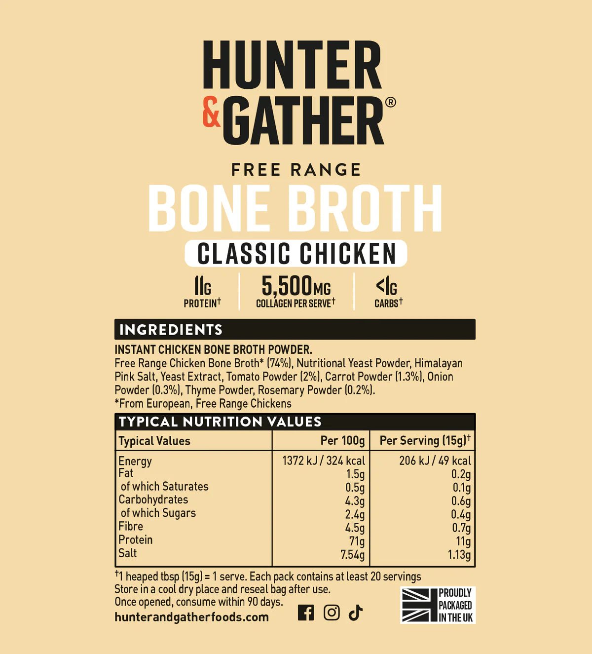 Free - Range Chicken Bone Broth Powder - 300g from Hunter & Gather | Available at Sow & Arrow