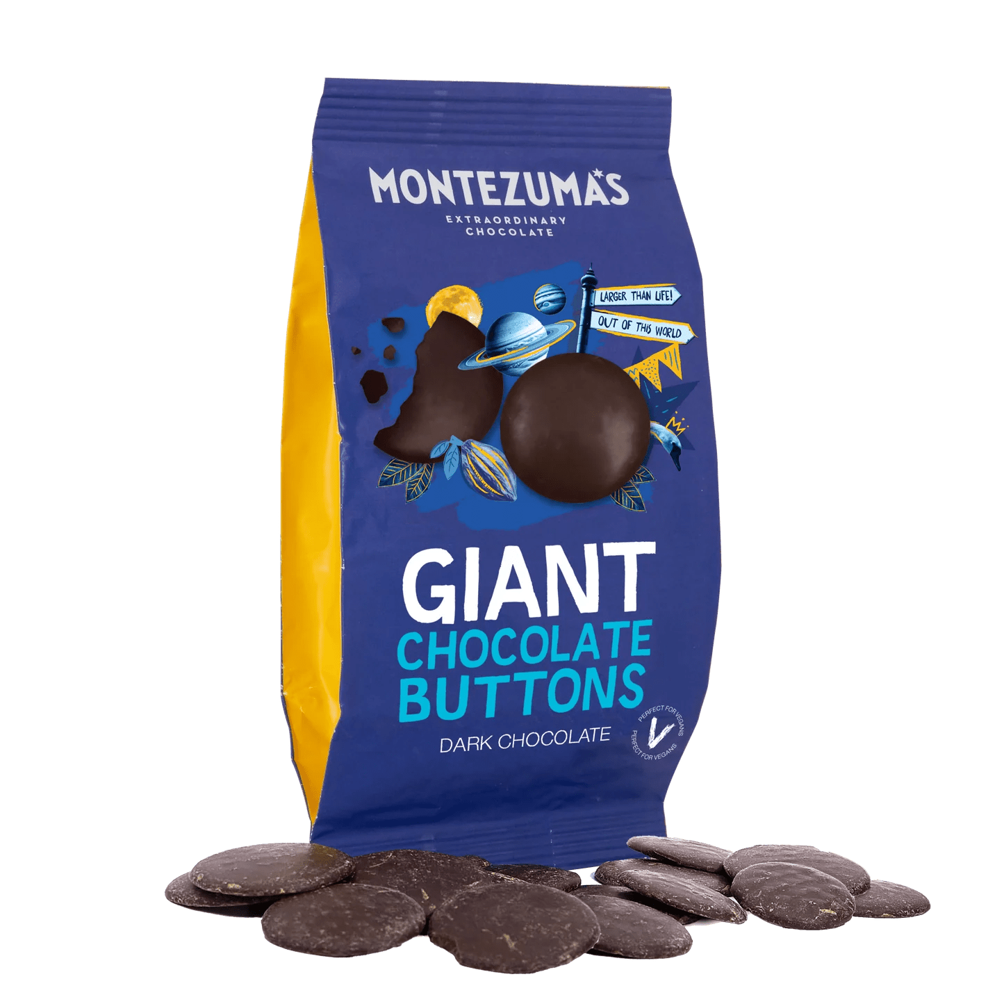 Giant Dark Chocolate Buttons 74% - 120g from Montezuma's | Available at Sow & Arrow
